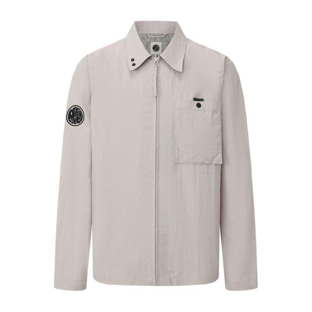 Pretty Green Mens Nylon Overshirt / Light Grey